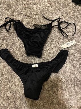 Body Zone Black Tie-Side Bikini Bottoms – Sleek Solid Swimwear